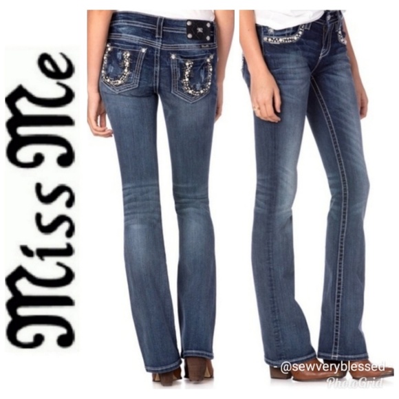 Miss Me Denim - Miss Me 27 x 32 Pearl Horseshoe Dark Wash Jeans